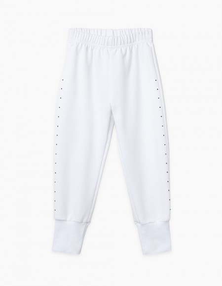 Белые брюки-джоггеры для девочки Купить белые брюки-джоггеры для девочки бренда BellBimbo