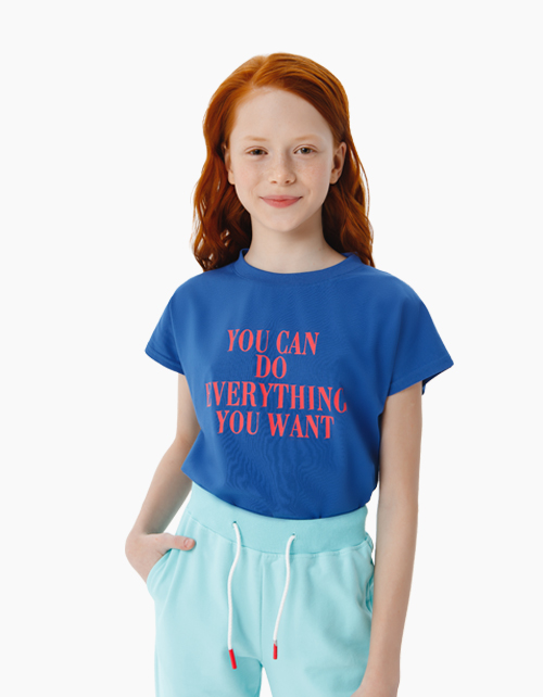 Купить синюю футболку для девочки