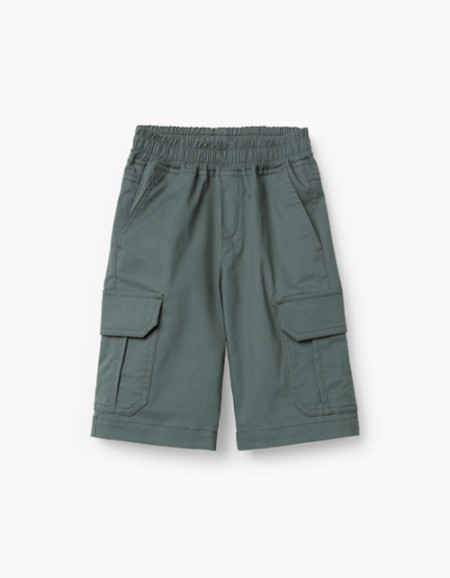 Купить шорты-карго цвета хаки для мальчика
