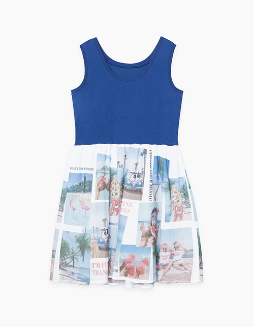 Купить синее платье без рукавов