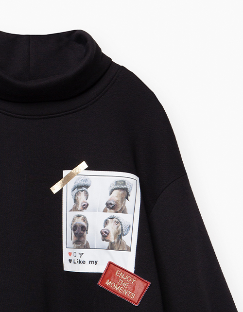 Черный оверсайз свитшот для девочки