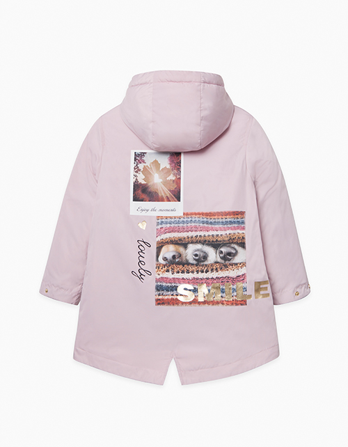 Пепельно-розовая утепленная парка для девочки