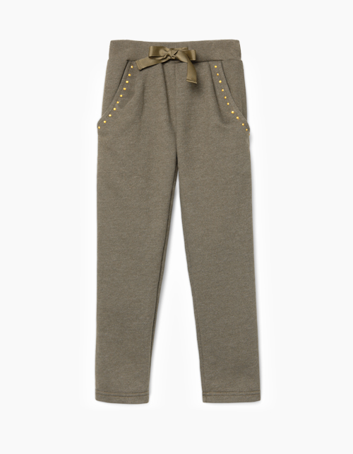 Брюки-каррот цвета хаки для девочки