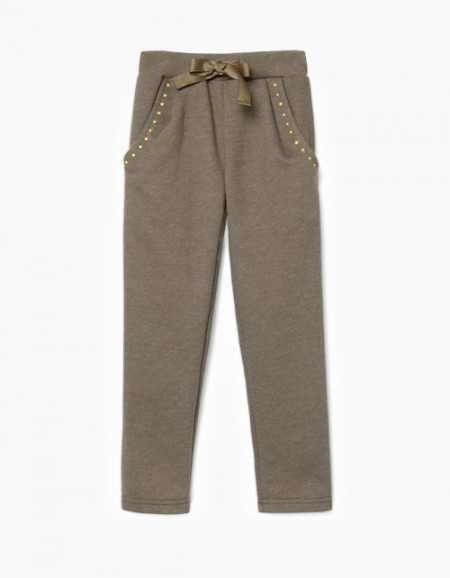 Брюки-каррот цвета хаки для девочки