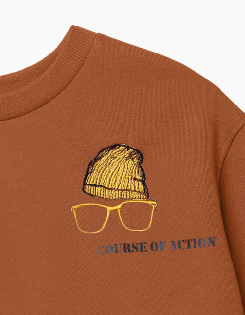 Терракотовый свитшот с карманом-кенгуру для мальчика Терракотовый свитшот с карманом-кенгуру для мальчика