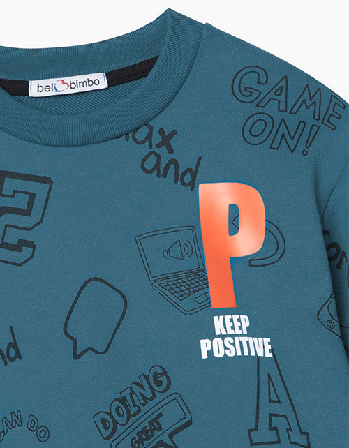 Темно-бирюзовый свитшот для мальчика