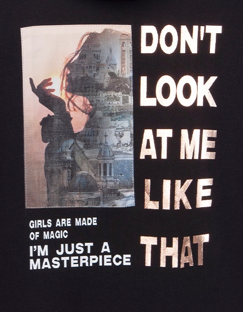 Свободный черный свитшот для девочки