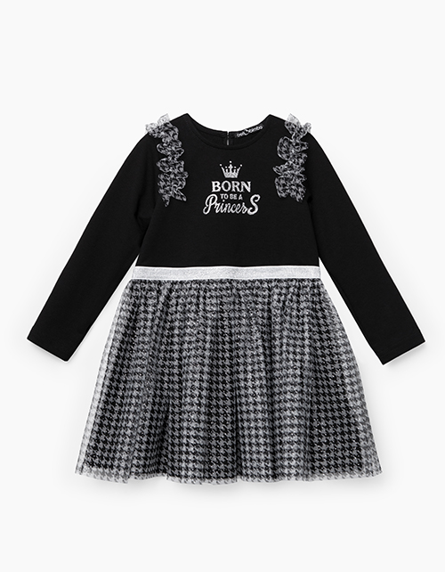 Черное нарядное платье с длинным рукавом