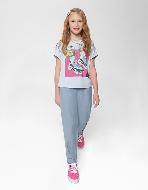 Брюки-каррот цвета деним для девочки Брюки-каррот цвета деним для девочки