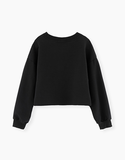 Черный укороченный свитшот для девочки