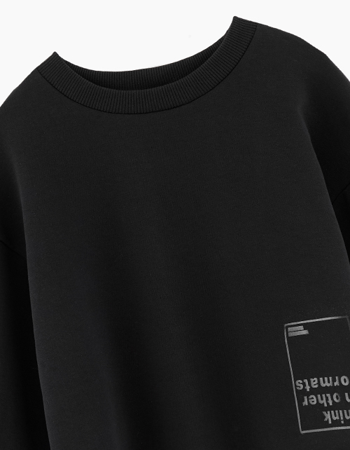 Черный укороченный свитшот для девочки