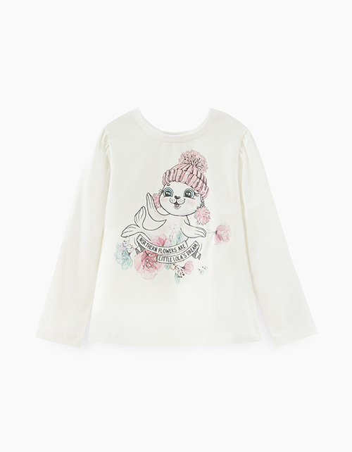 Купить молочный лонгслив для девочки