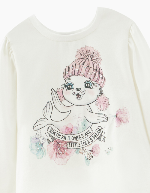 Купить молочный лонгслив для девочки