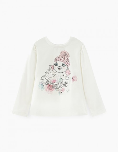 Купить молочный лонгслив для девочки