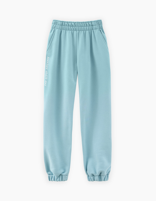 Купить серо-голубые брюки-джоггеры для девочки