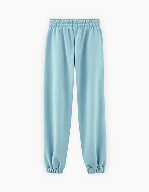 Купить серо-голубые брюки-джоггеры для девочки