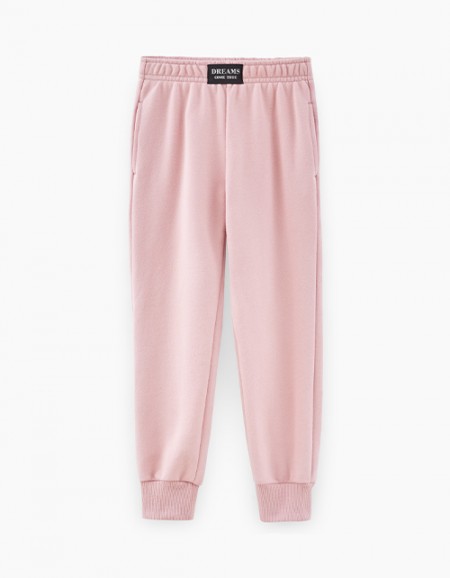 Темно-розовые брюки-джоггеры для девочки Темно-розовые брюки-джоггеры для девочки