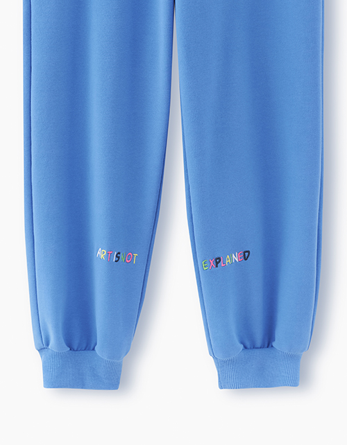 Стильные лазурные брюки-джоггеры для девочки