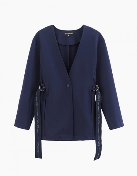 Удлинённый тёмно-синий пиджак для девочки Удлинённый тёмно-синий пиджак для девочки