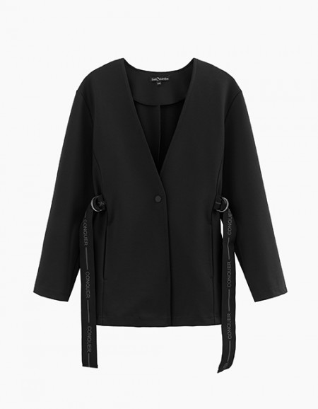 Удлинённый чёрный пиджак для девочки Удлинённый чёрный пиджак для девочки