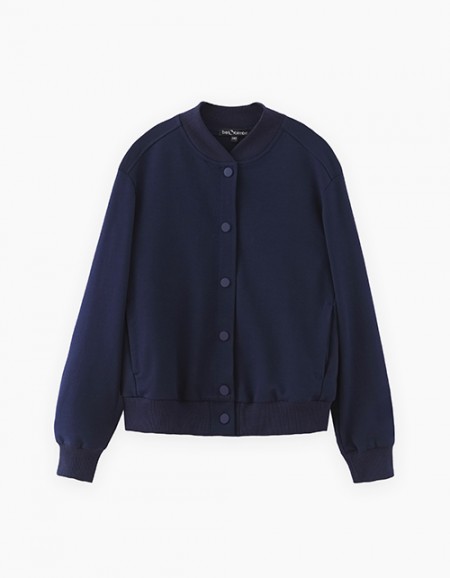Тёмно-синий школьный жакет-бомбер для девочки