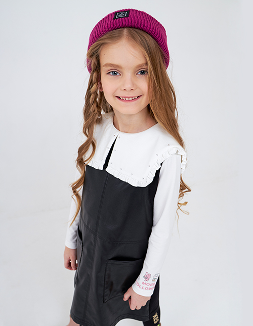 Лонгслив с воротником для девочки