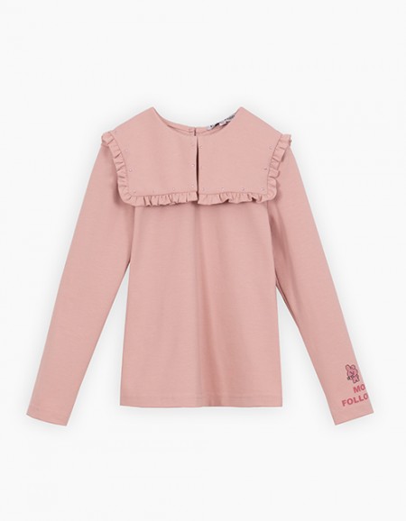 Лонгслив с воротником для девочки