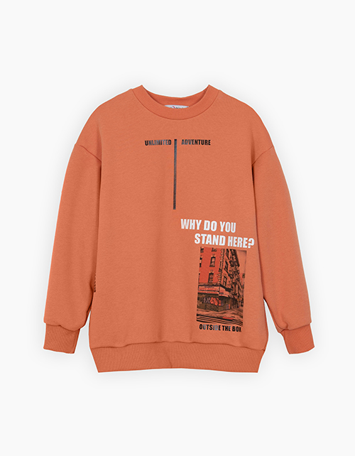 Свитшот оттенка нектара абрикоса для мальчика