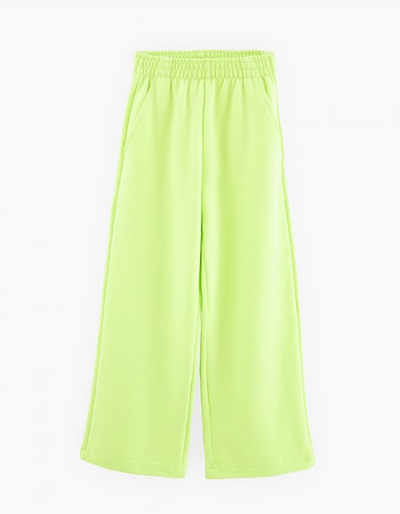 Широкие брюки оттенка кибер лайм для девочки Широкие брюки оттенка кибер лайм для девочки