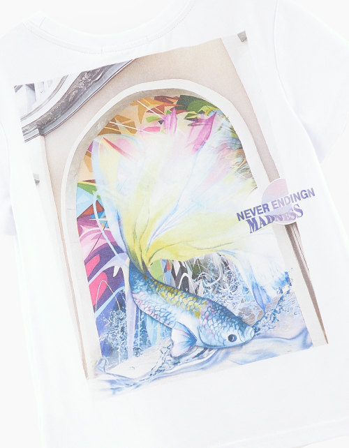 Дизайнерская белая футболка для девочки