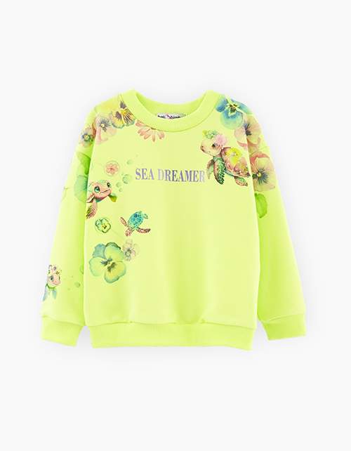 Свитшот оттенка кибер лайм для девочки