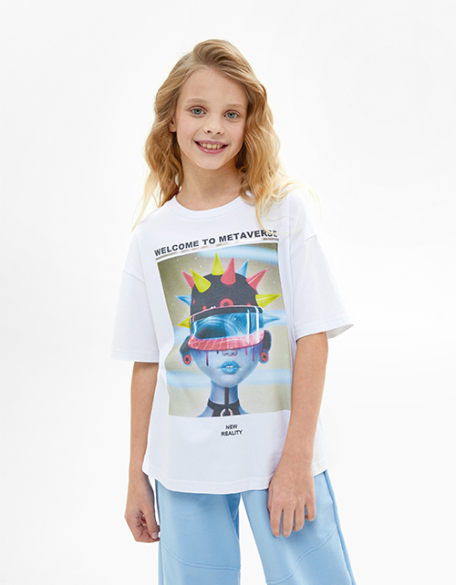 Белая футболка оверсайз для девочки