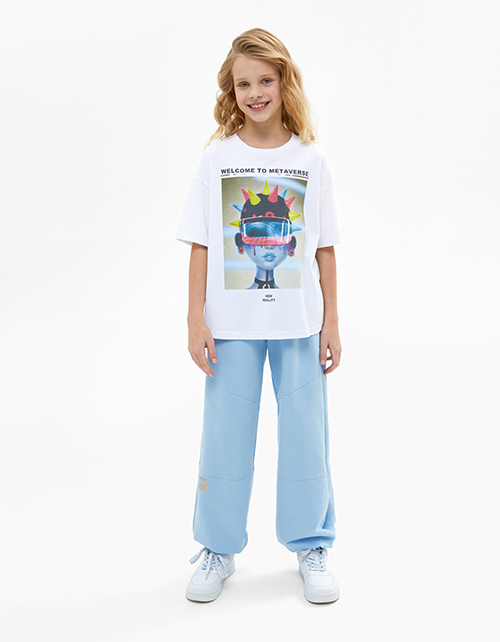 Брюки-джоггеры небесно-голубого оттенка для девочки