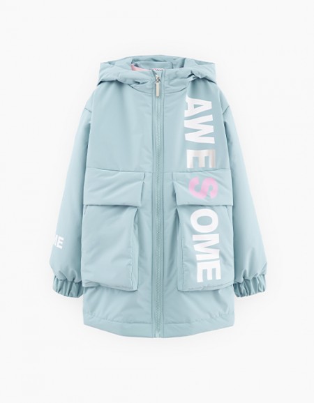 Серо-голубая весенняя куртка для девочки