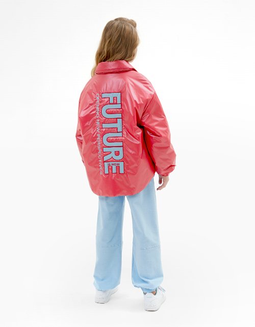 Яркая куртка-рубашка оттенка астропыль для девочки