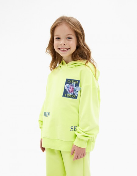 Худи оттенка кибер лайм для девочки