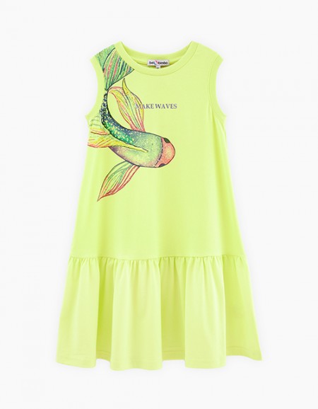 Платье оттенка киберлайм для девочки Платье оттенка киберлайм для девочки