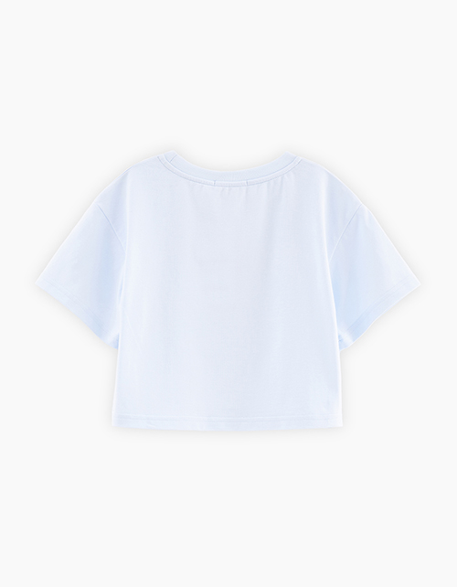 Голубая укороченная футболка для девочки