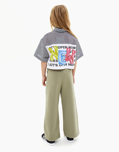 Клетчатая кроп-рубашка для девочки