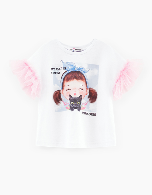 Дизайнерская белая футболка для девочки