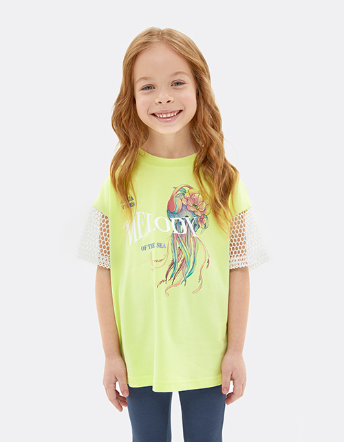 Футболка сочного оттенка киберлайм для девочки
