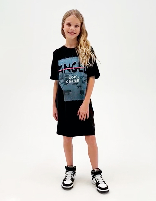 Чёрное платье-футболка для девочки
