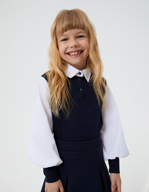 Тёмно-синий джемпер-обманка для девочки Тёмно-синий джемпер-обманка для девочки