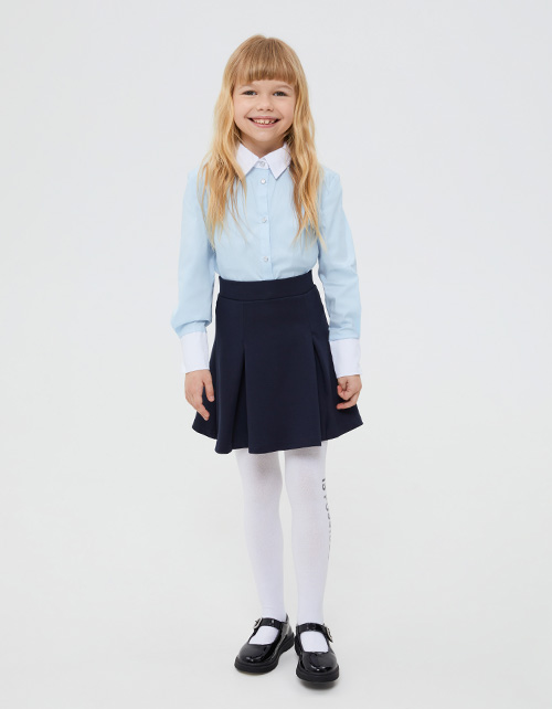 Голубая блузка с длинным рукавом для девочки Голубая блузка с длинным рукавом для девочки