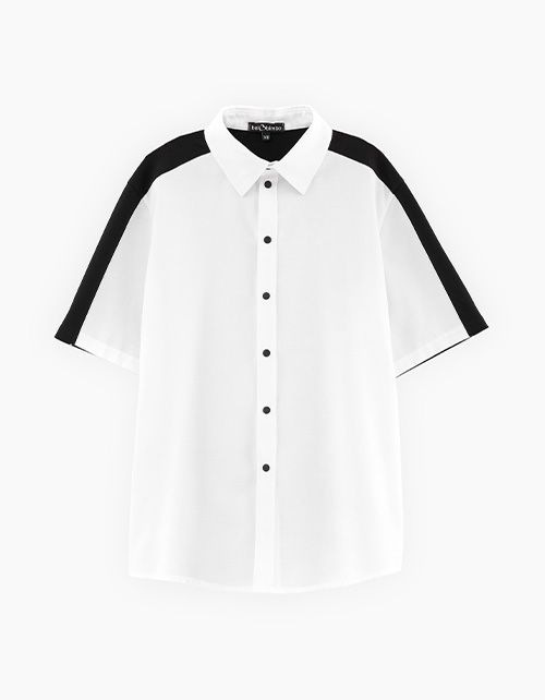 Комбинированная рубашка с коротким рукавом для мальчика