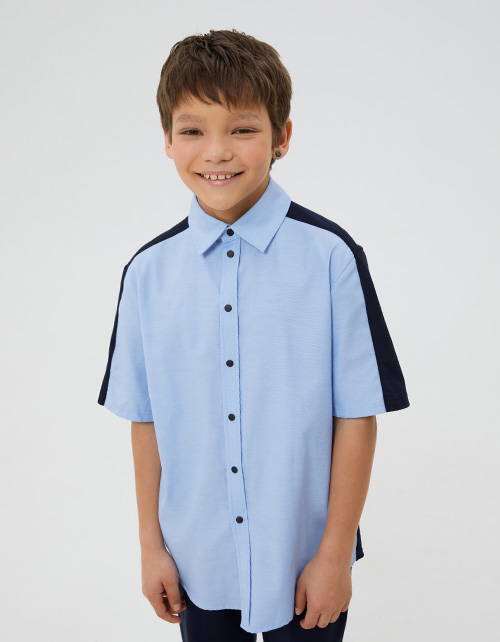 Комбинированная рубашка с коротким рукавом для мальчика