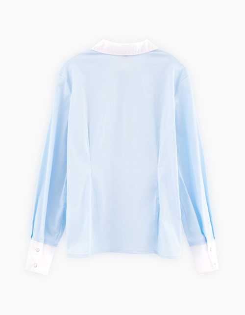 Голубая блузка с длинным рукавом для девочки