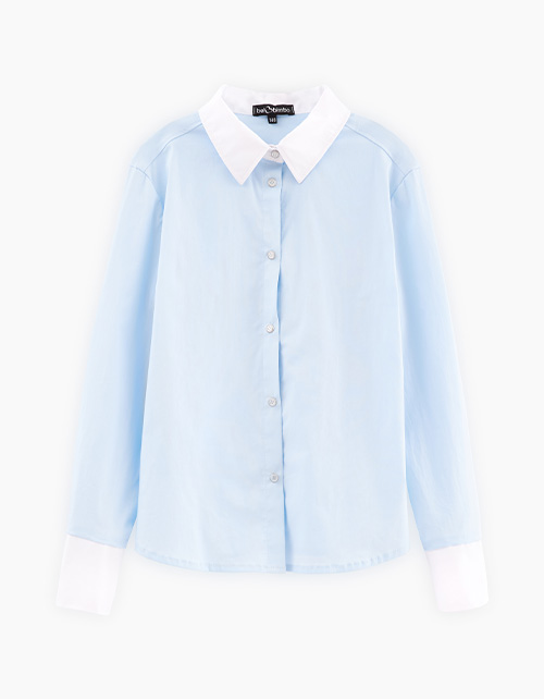 Голубая блузка с длинным рукавом для девочки