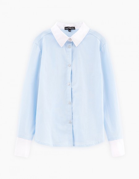 Голубая блузка с длинным рукавом для девочки