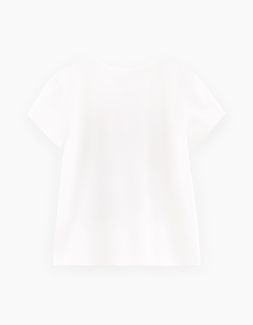 Молочная футболка с ирбисом для девочки